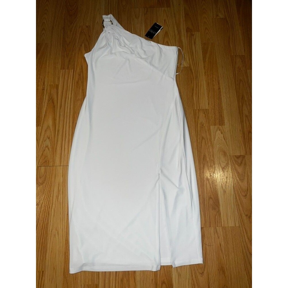 Lauren Ralph Lauren White One shoulder dress size 8, goddess NWT gold hardware - Picture 5 of 8